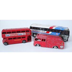 Vintage Dinky Toys Double Decker Bus Fire Truck & Buddy L Bus